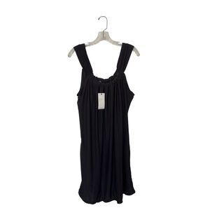 BCBGMaxazria XL Black Wide Shoulder Straps Flowy Loose Dress Pockets NWT